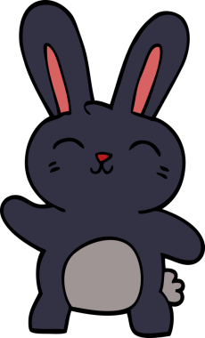 Bir insan tarafından çizilmiş mutlu tavşan.