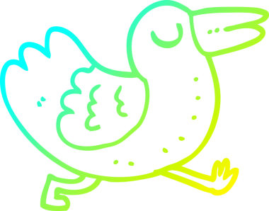 Bir insan tarafından çizilen karikatür kuşunun soğuk gradyan çizgisi