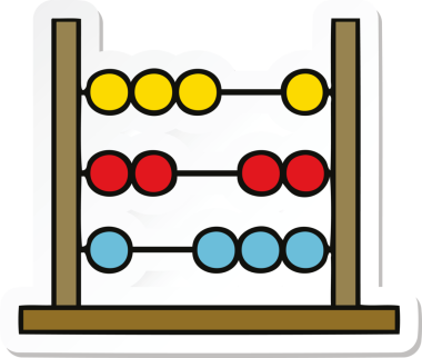 Bir insan tarafından çizilmiş şirin bir matematik abaküsünün çıkartması.