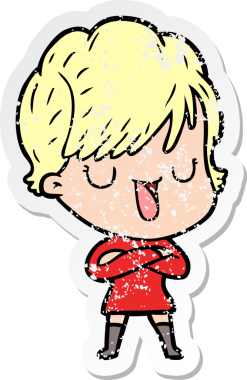 Bir insan tarafından çizilmiş karikatür kadının sıkıntılı çıkartması.