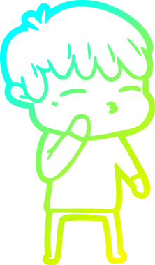 Bir çizgi film karakteri çizen soğuk gradyan bir insan tarafından çizilmiş meraklı çocuk.