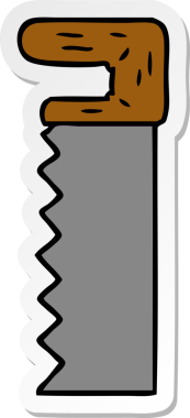 Bir insan tarafından çizilmiş metal testerenin el çizimi karikatürü.