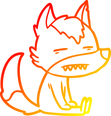 Bir insan tarafından çizilen dişleri gösteren kurdun sıcak çizgi çizimi.