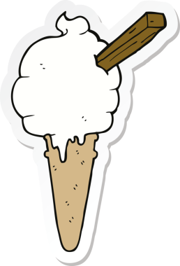 Bir insan tarafından çizilmiş karikatür dondurma etiketi.