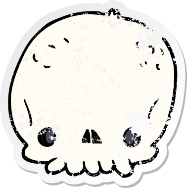 Bir insan tarafından çizilmiş bir karikatür kafatası.