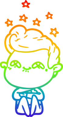 Gökkuşağı gradyanı çizimi bir insan tarafından çizilmiş heyecanlı bir çizgi film