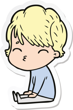 Bir insan tarafından çizilmiş bir karikatür kadının çıkartması.