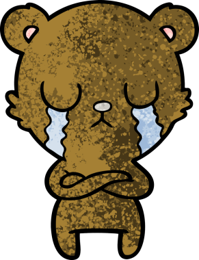 Bir insan tarafından çizilmiş ağlayan çizgi film ayısı.