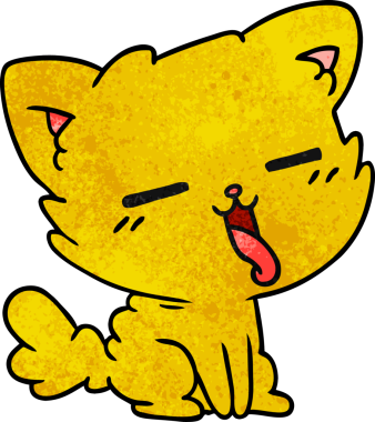 Bir insan tarafından çizilmiş kawaii kedisinin el yazısıyla çizilmiş çizgi filmi.