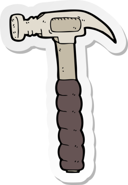 Bir insan tarafından çizilmiş bir karikatür çekicin çıkartması.