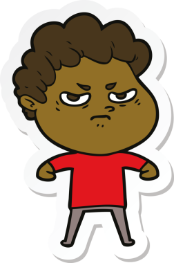 Bir insan tarafından çizilmiş kızgın bir adamın çıkartması.