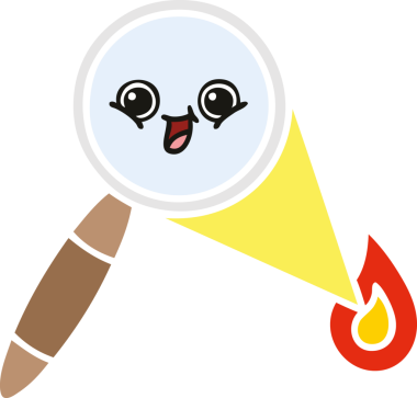 Bir insanın çizdiği büyüteçin düz renkli retro karikatürü