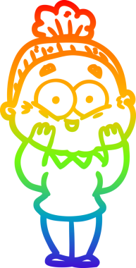 Gökkuşağı gradyan çizgi çizimi Bir insan tarafından çizilmiş mutlu yaşlı kadın