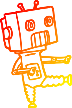 Bir insan tarafından çizilen çizgi film robotunun sıcak çizgi çizimi