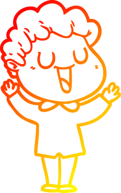 Bir insan tarafından çizilmiş gülen bir çizgi film karakterinin sıcak çizgi çizimi.