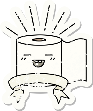 Bir insan tarafından çizilmiş eski bir dövme stili tuvalet kağıdı çıkartması.