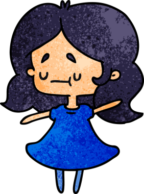 Bir insan tarafından çizilmiş sevimli bir kawai kızının desenli çizimi.