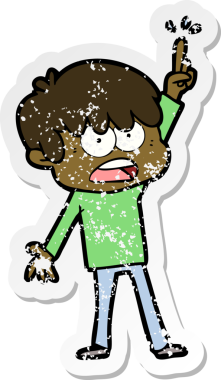 Bir insan tarafından çizilmiş endişeli bir çizgi film çocuğunun sıkıntılı çıkartması.