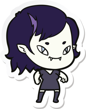 Bir insan tarafından çizilmiş, karikatür dostu vampir bir kızın çıkartması.