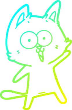 Bir insan tarafından çizilmiş komik çizgi film kedisinin soğuk gradyan çizgisi.