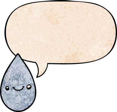 bir insan tarafından çizilmiş eski moda konuşma baloncuklu şirin yağmur damlası.