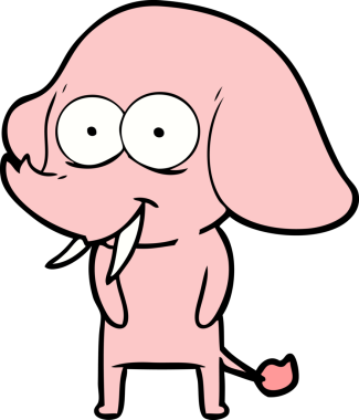 Bir insan tarafından çizilmiş mutlu bir fil.