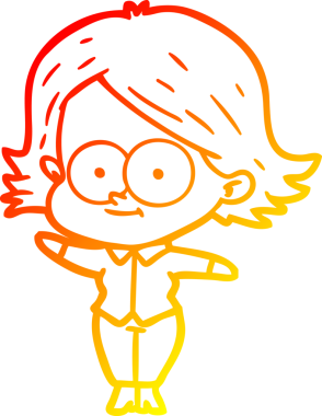 Bir insan tarafından çizilmiş mutlu bir çizgi film kızı çizimi