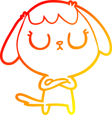 Bir insan tarafından çizilmiş sevimli bir köpeğin sıcak çizgi çizgisi.