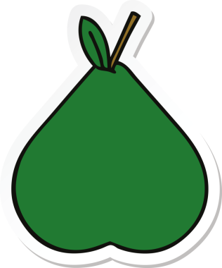 Bir insan tarafından çizilmiş şirin bir armut çıkartması.