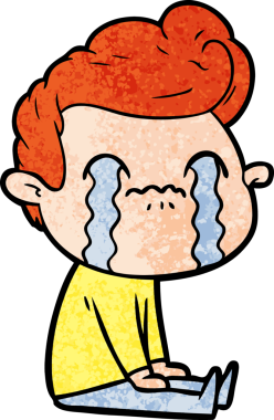 Bir insan tarafından çizilmiş ağlayan çizgi film adamı.