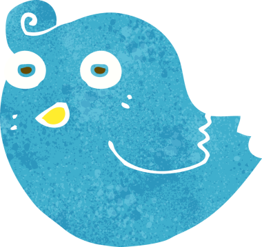 Bir insan tarafından çizilmiş komik çizgi film kuşu.