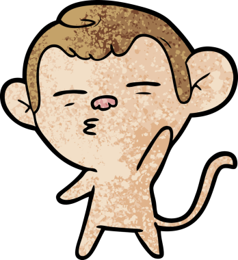 bir insan tarafından çizilmiş şüpheli maymun çizgi filmi