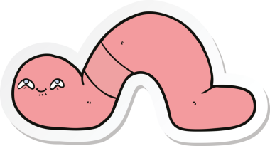 Bir insan tarafından çizilmiş bir karikatür solucanı çıkartması.
