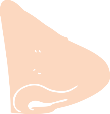 Bir insan tarafından çizilen burnun düz renk çizimi