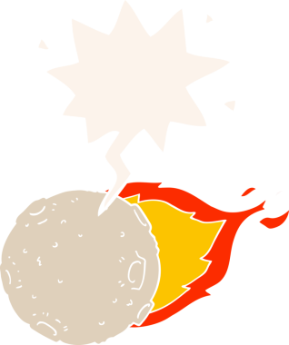 bir insan tarafından çizilmiş, konuşma baloncuklu karikatür meteoru.