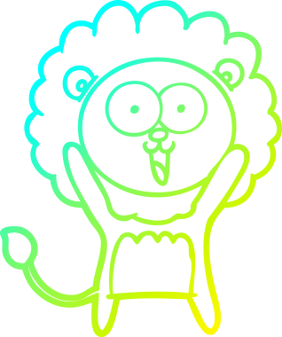 Bir insan tarafından çizilmiş mutlu çizgi film aslanı çizimi.