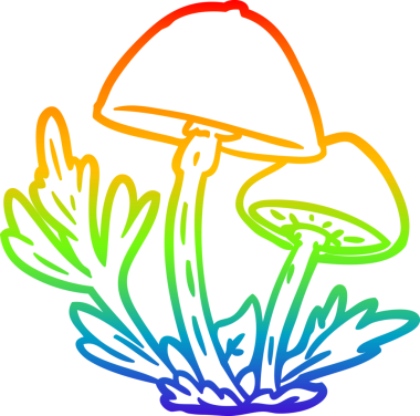 gökkuşağı gradyanı bir insan tarafından çizilmiş vahşi mantarların çizimi