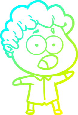 Bir insan tarafından çekilen şaşkınlık içinde soluk soluğa bir çizgi film karakteri çizimi.