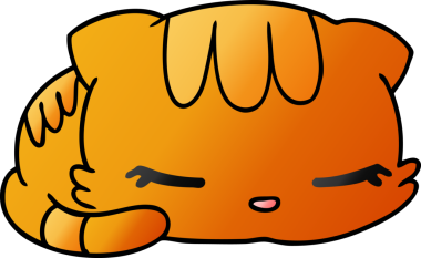 gradyan çizgi film çizimi kawaii tatlı uyuyan kedi bir insan tarafından çizilmiş.