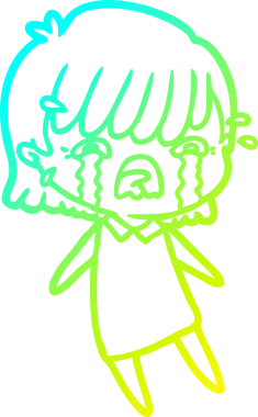 Bir insan tarafından çizilmiş ağlayan bir çizgi film kızı çizimi.