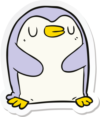 Bir insan tarafından çizilmiş karikatür pengueni çıkartması.