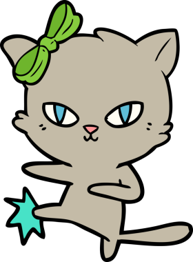 Bir insan tarafından çizilmiş sevimli çizgi film kedisi.