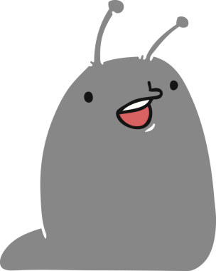 Bir insan tarafından çizilmiş sevimli bir kawaii sümüklüböceğinin çizgi film çizimi