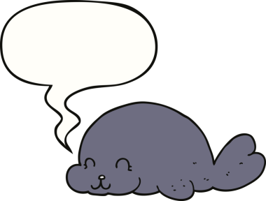 Bir insan tarafından çizilmiş konuşma balonlu şirin karikatür mührü.