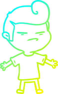 Bir insan tarafından çizilmiş, moda saç kesimli, karikatür çizen havalı bir adam.