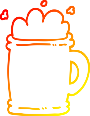 Bir insan tarafından çizilmiş bira karikatürünün sıcak gradyan çizimi