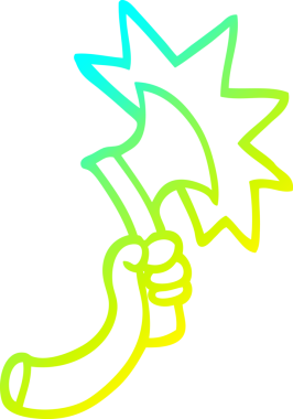 Bir insan tarafından çizilmiş baltayla çizilmiş bir çizgi film kolu.