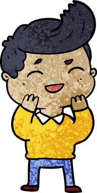 Bir insan tarafından çizilmiş gülen çizgi film adamı.