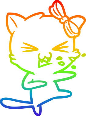 gökkuşağı gradyanı çizimi bir insan tarafından çizilmiş çizgi film kedisi