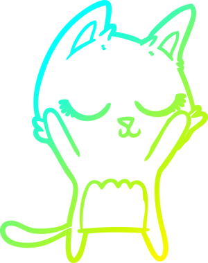 Bir insan tarafından çizilmiş sakin bir çizgi film kedisinin soğuk eğim çizgisi.